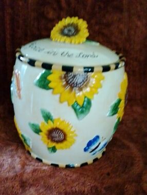Sunflower cookie canister from Christianbook Made in China